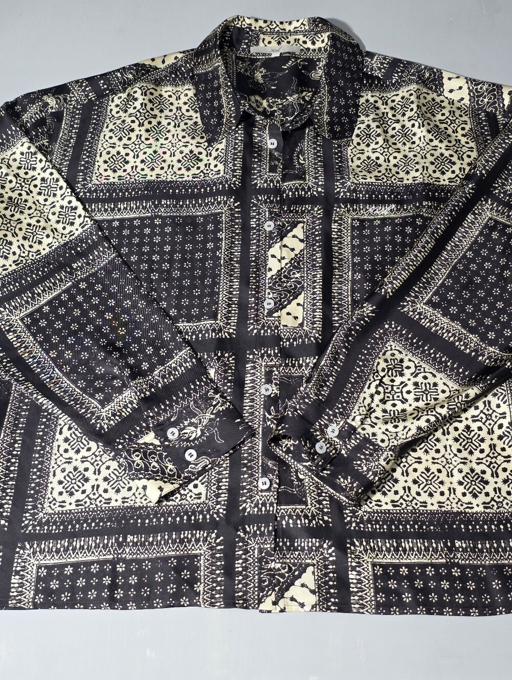 KITH Unisex 100% Silk Bandana Print Oversized Button Down Shirt L - Picture 11 of 16